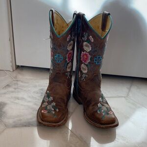 Kids Floral Embroidered Cowboy Boots
